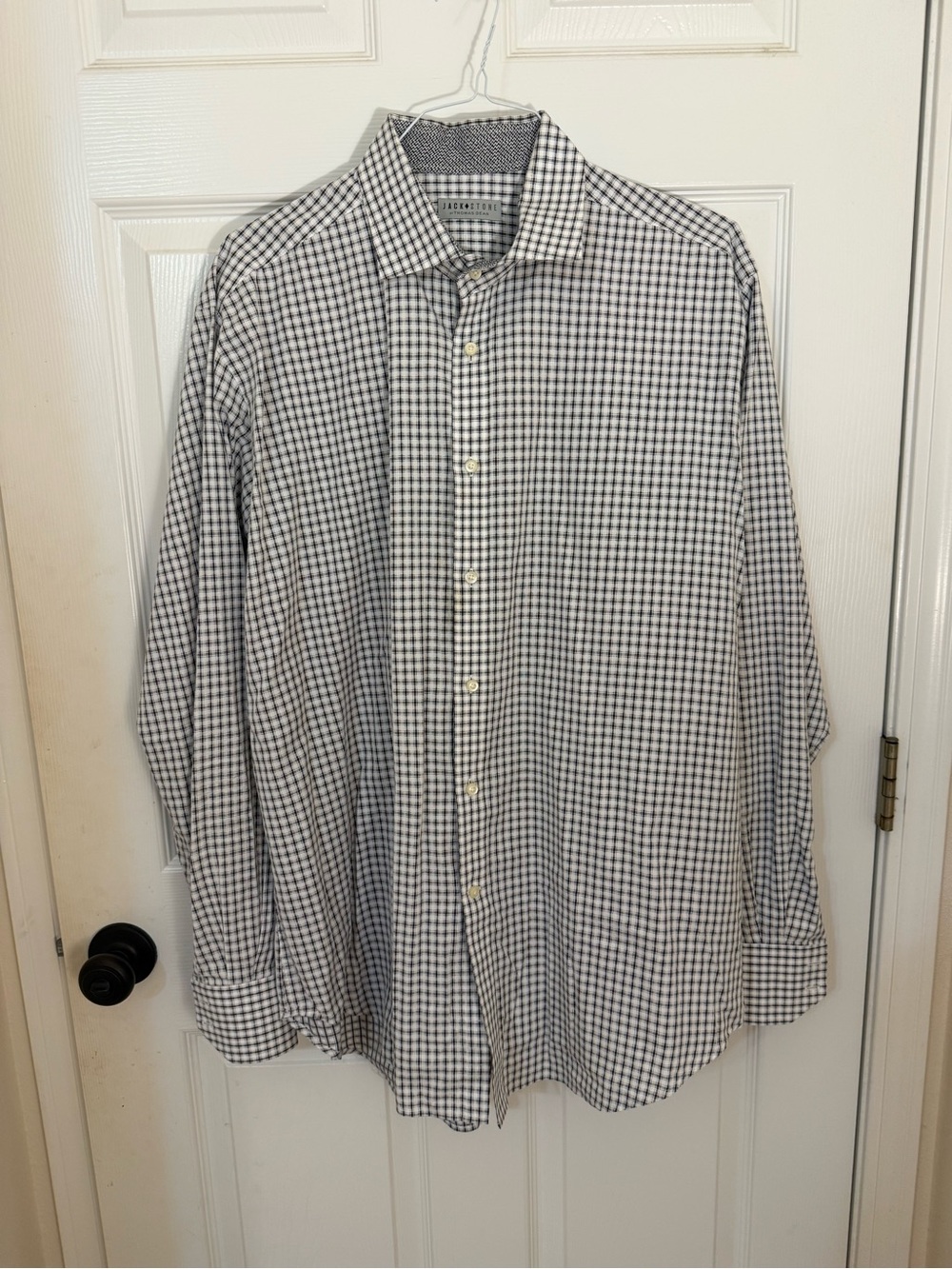 Thomas Dean Men's Check Dress Shirt - White & Black
